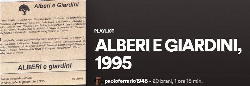 ALBERI E GIARDINI, antologia musicale,&nbsp;1995